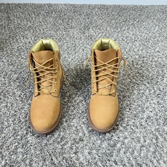 Timberland Heritage 6" Waterproof Boots 7.5 Wheat Nubuck Gold Lace Up Combat - Picture 2 of 10